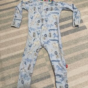 Magnetic Me Light Blue Safari Animal Print Footie